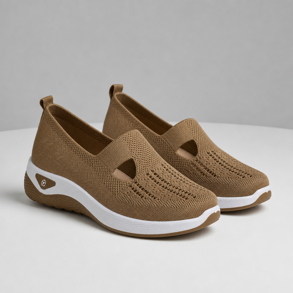 Treviso Orthopedic Knit Slip-Ons in Coffee Brown