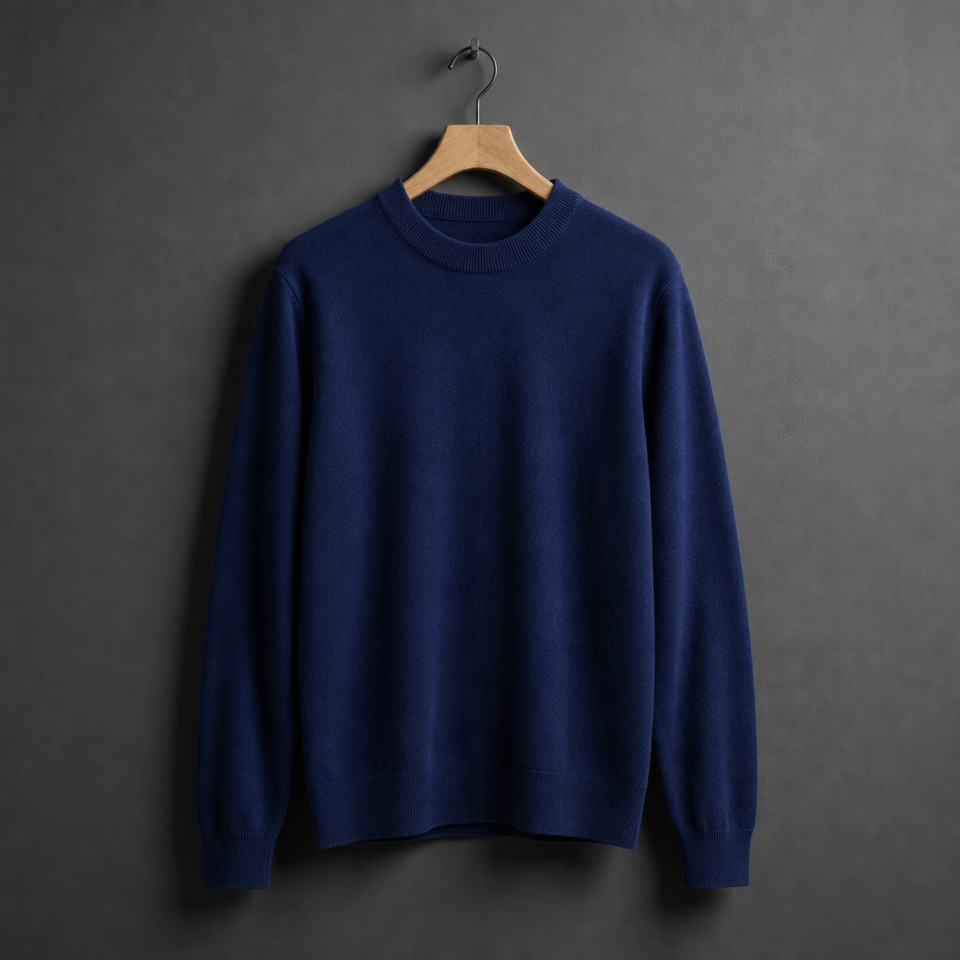 Sagres Mock Neck Cashmere Sweater in Dark Blue