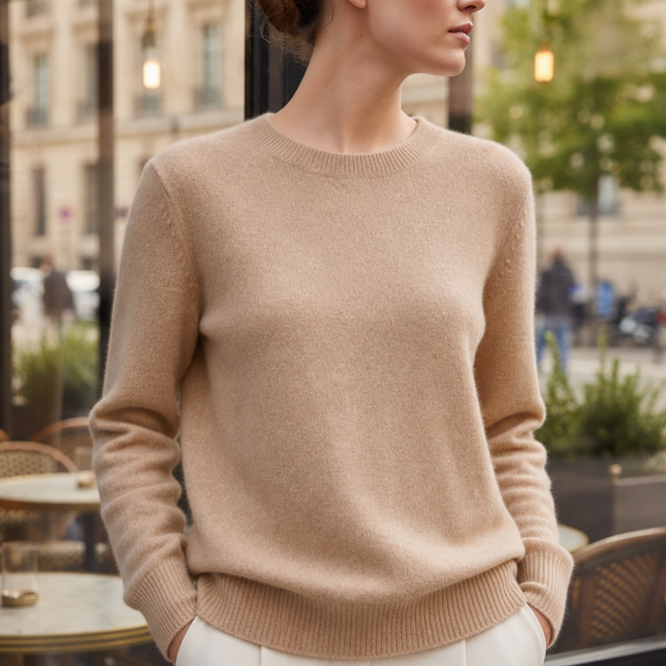 Roquebrune Soft Knit Crewneck Sweater in Brown