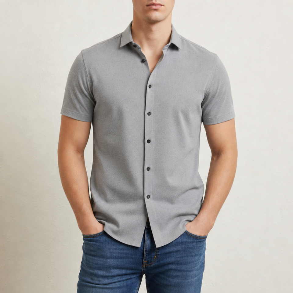 Chios Slim Fit Button-Up Shirt in Gray