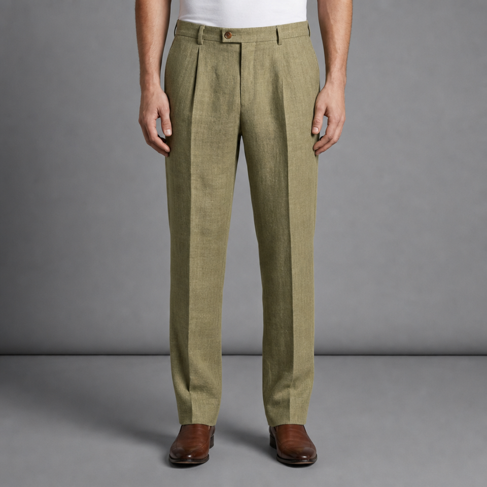 Kythnos Relaxed Linen Trousers in Green