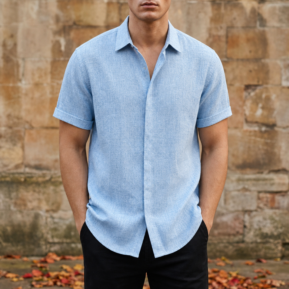 Salamanca Linen Button-Down Shirt in Light Blue