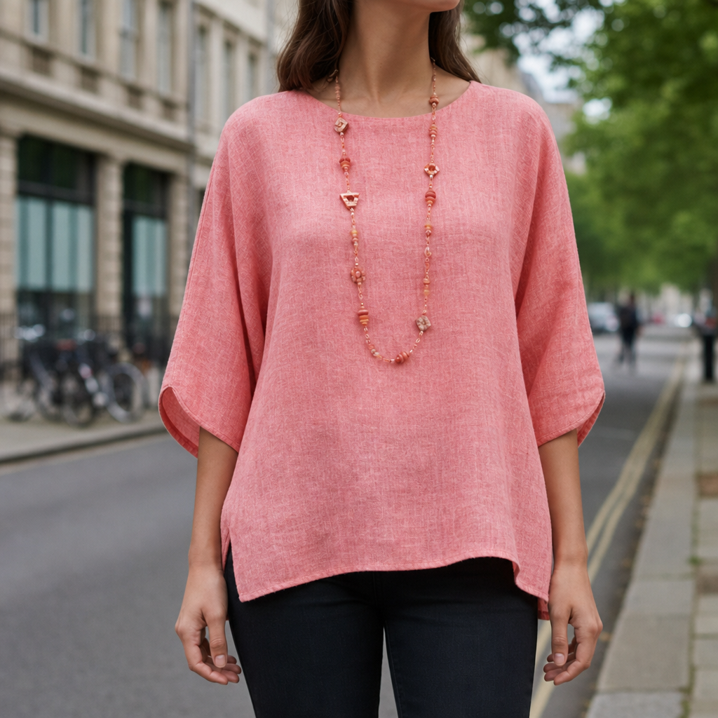 Jerez Linen Relaxed Blouse in Pink