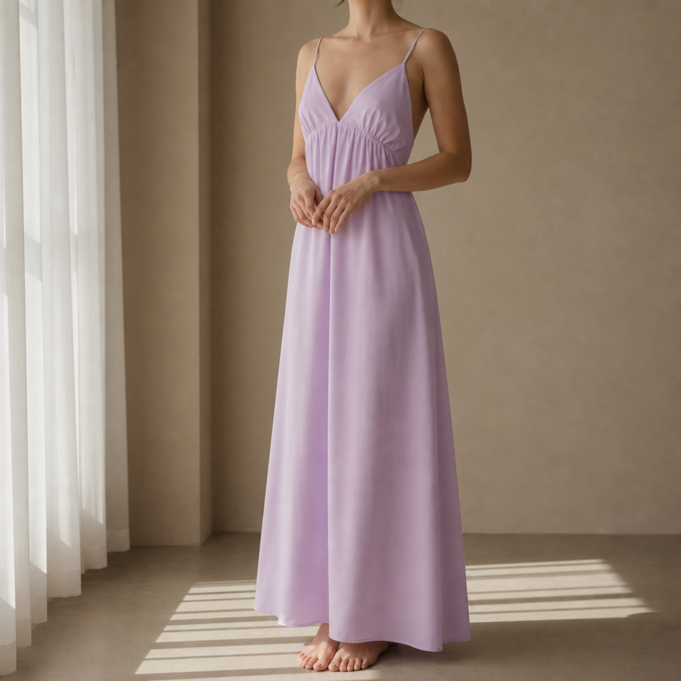 Coimbra Open Back Maxi Dress in Purple