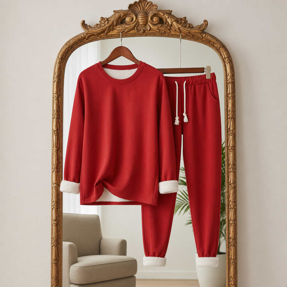 Altea Fleece Lined Sweatsuit Set in Red