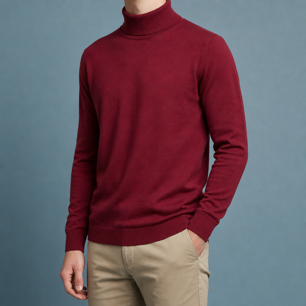 Noto Slim Fit Turtleneck in Red