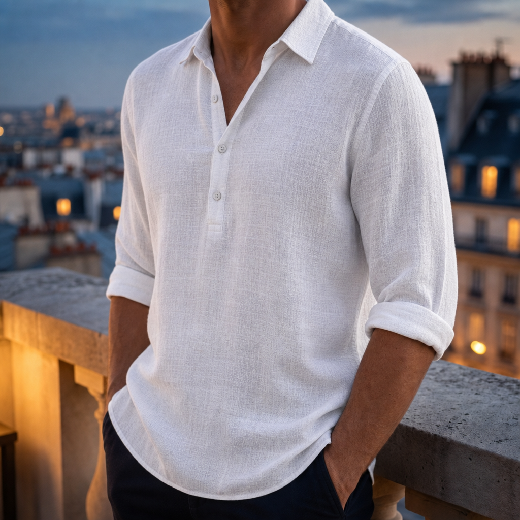 Urbino Linen Polo Shirt in White