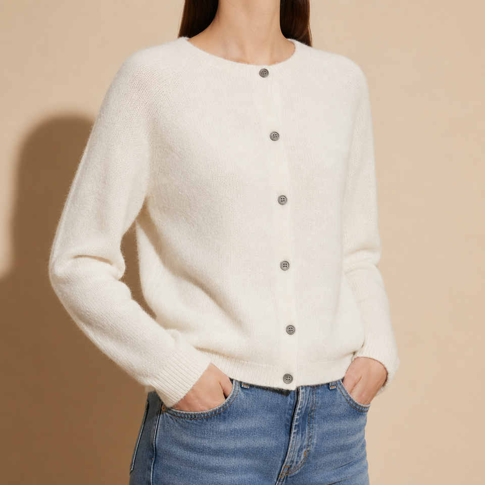 Ostuni Knit Button Cardigan in White