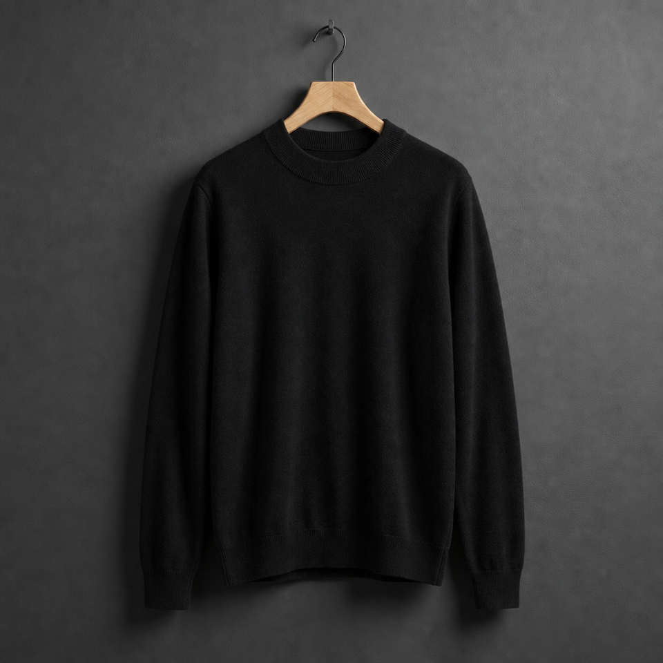 Sagres Mock Neck Cashmere Sweater in Black