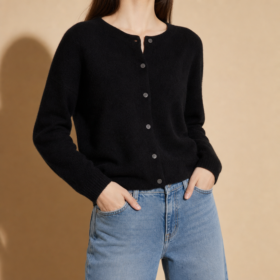 Ostuni Knit Button Cardigan in Black