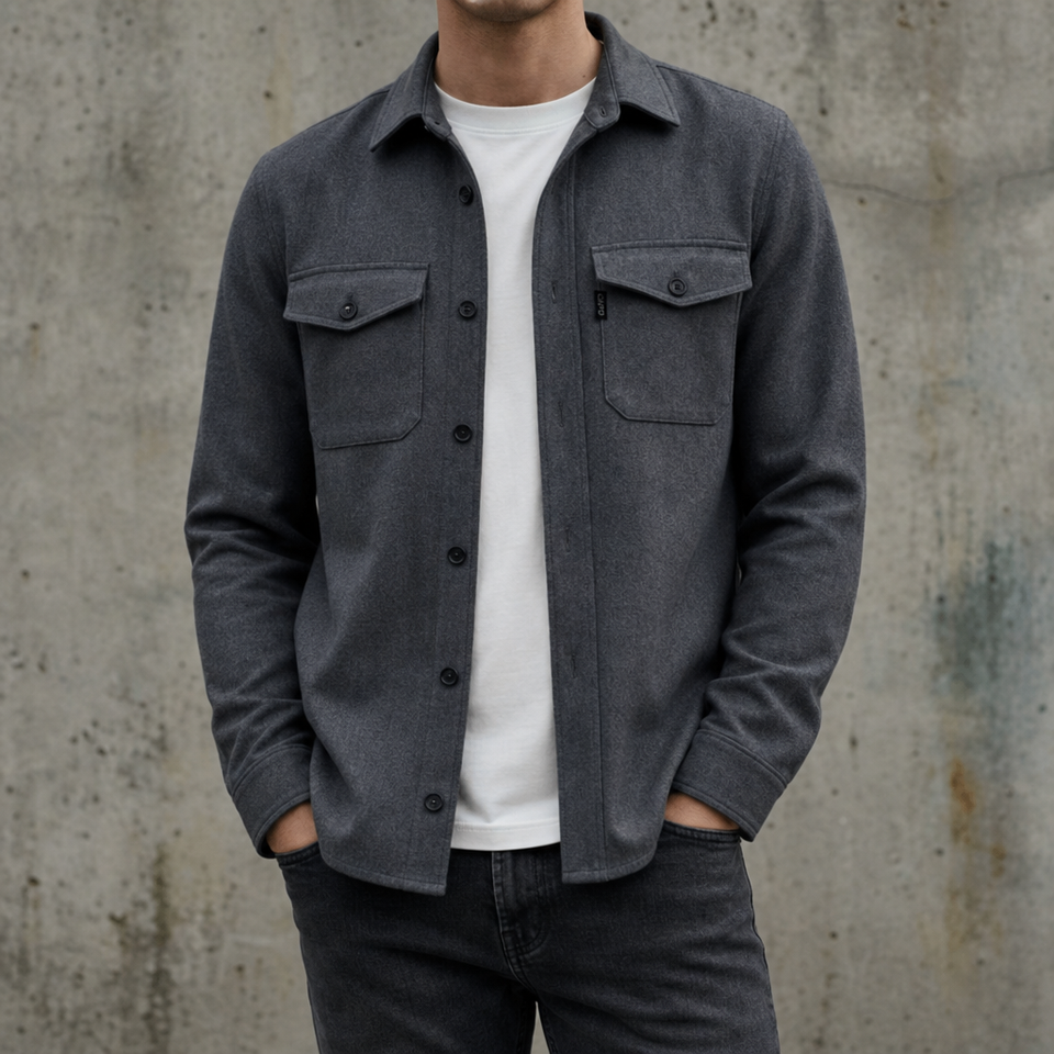 Malaga Slim Fit Shirt Jacket in Dark Gray