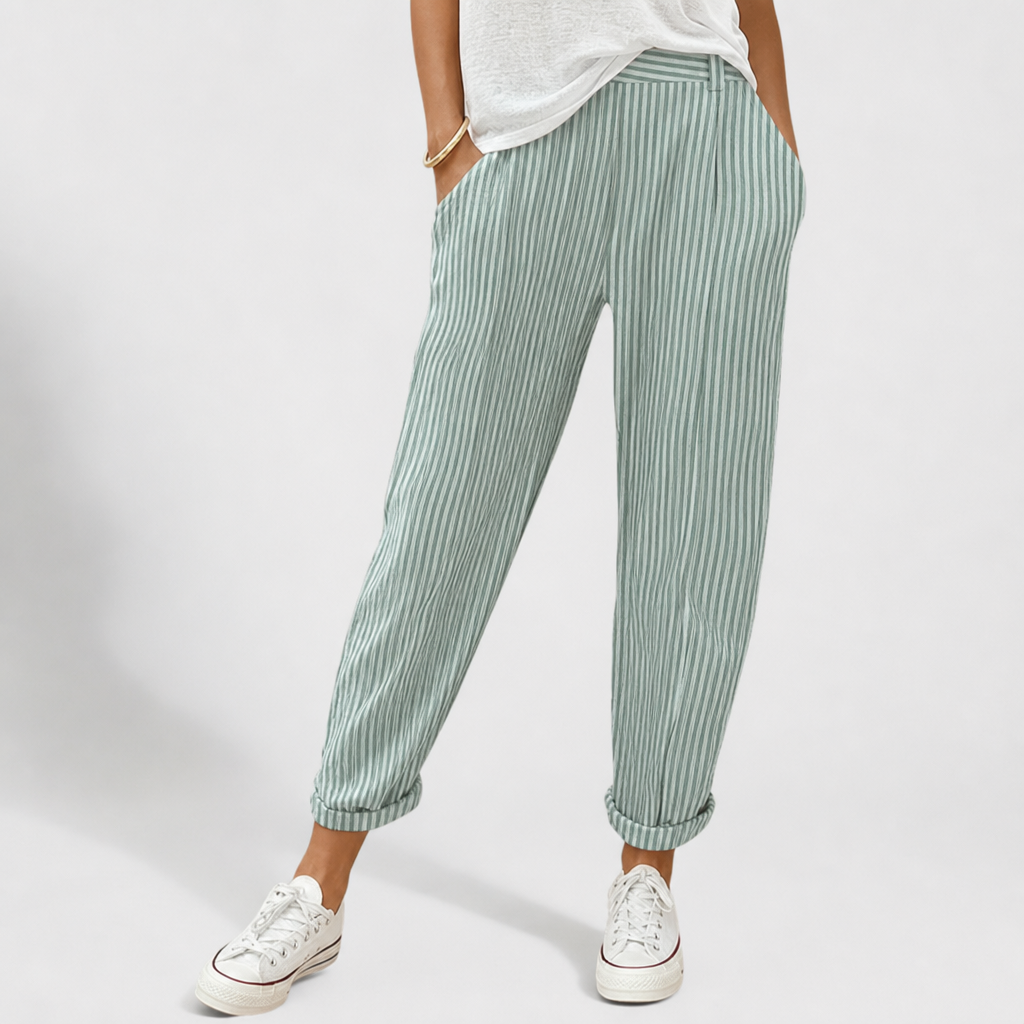 Fiesole Striped Harem Pants in Green