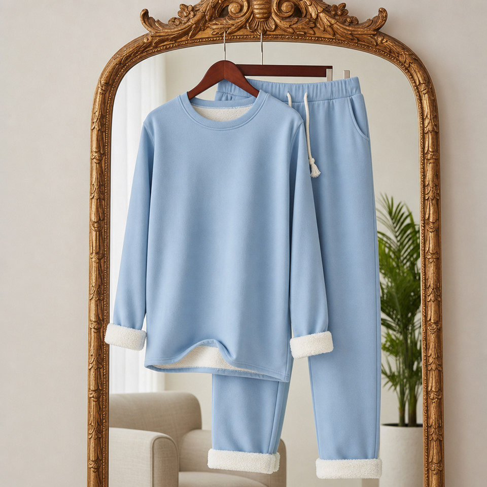 Altea Fleece Lined Sweatsuit Set in Powder Blue