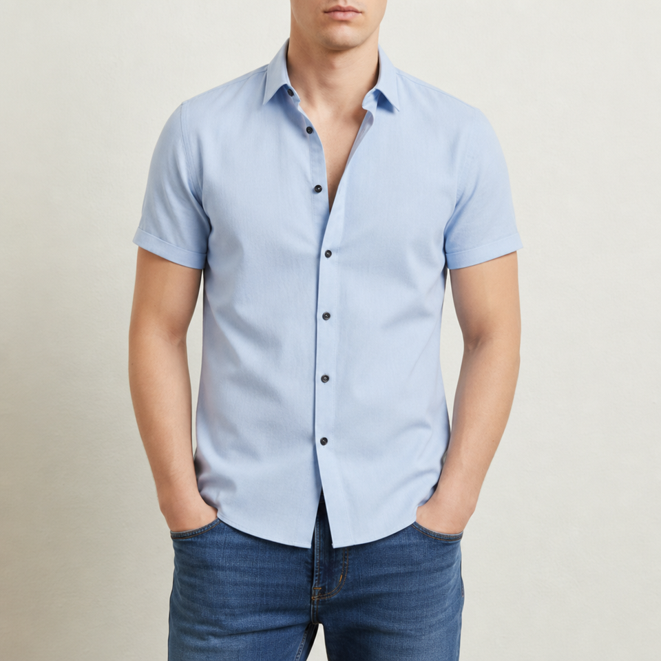 Chios Slim Fit Button-Up Shirt in Light Blue