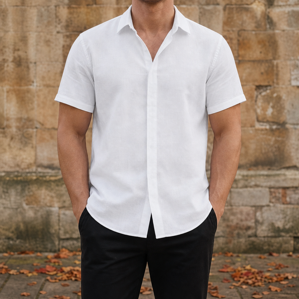 Salamanca Linen Button-Down Shirt in White