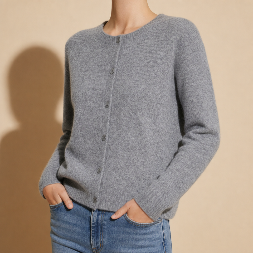 Ostuni Knit Button Cardigan in Gray