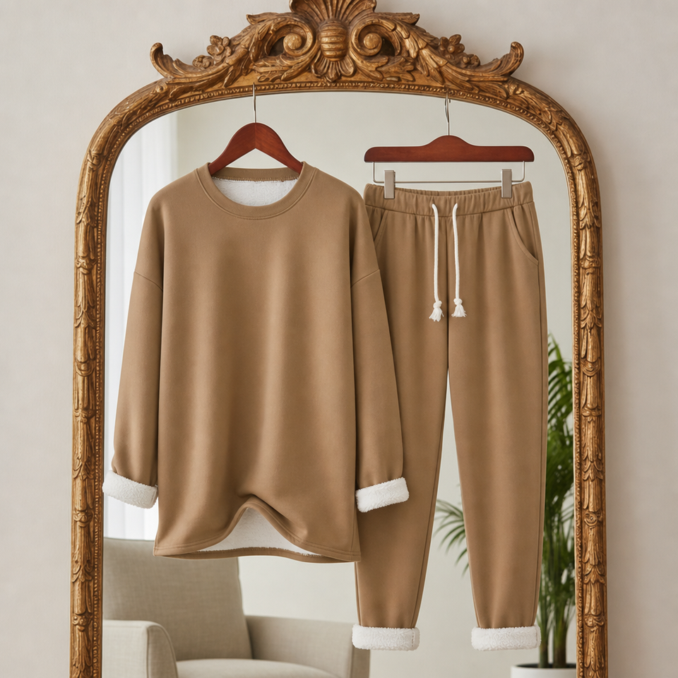 Altea Fleece Lined Sweatsuit Set in Khaki