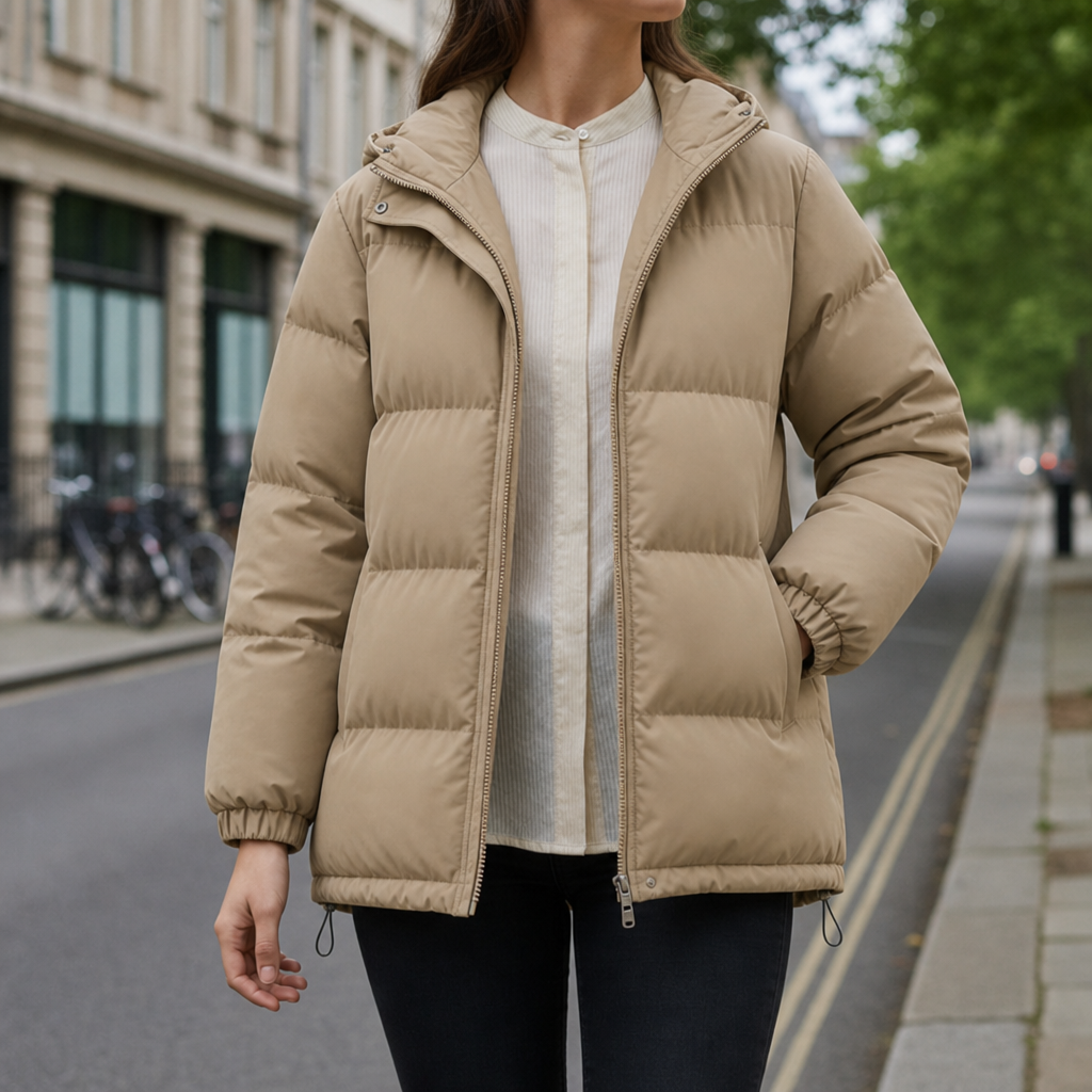 Santa Margherita Hooded Quilted Puffer Jacket in Khaki