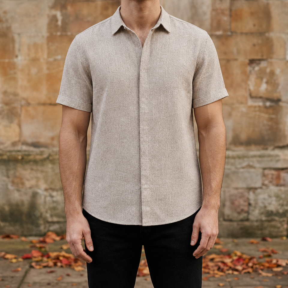 Salamanca Linen Button-Down Shirt in Khaki