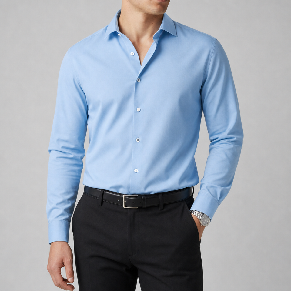 Folegandros Slim Fit Dress Shirt in Light Blue