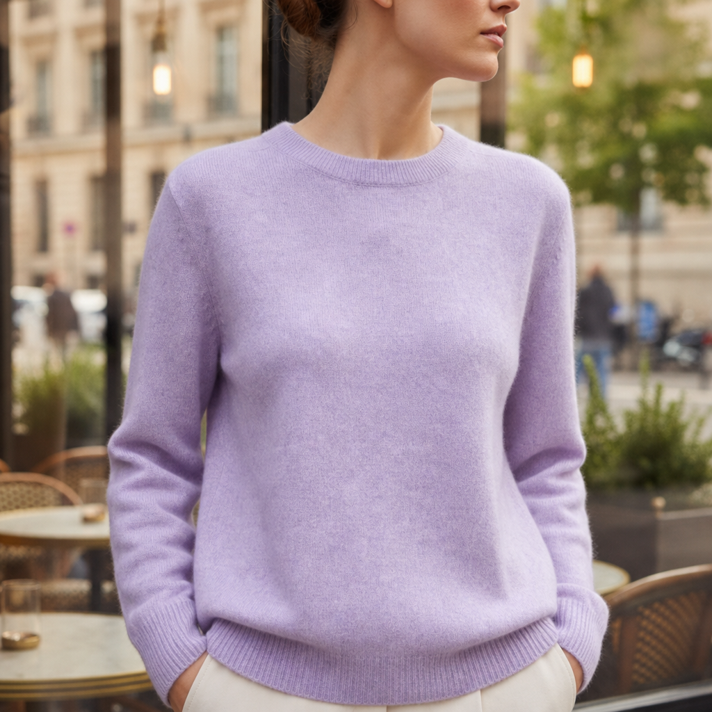 Roquebrune Soft Knit Crewneck Sweater in Light Purple