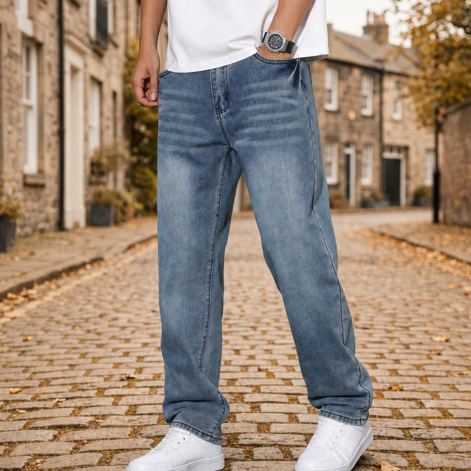 Rapallo Straight Fit Grey Jeans in Vintage Blue