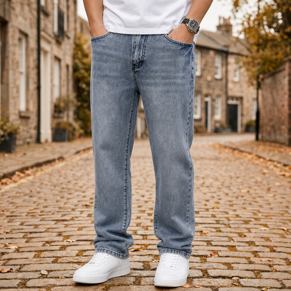 Rapallo Straight Fit Grey Jeans in Blue Gray