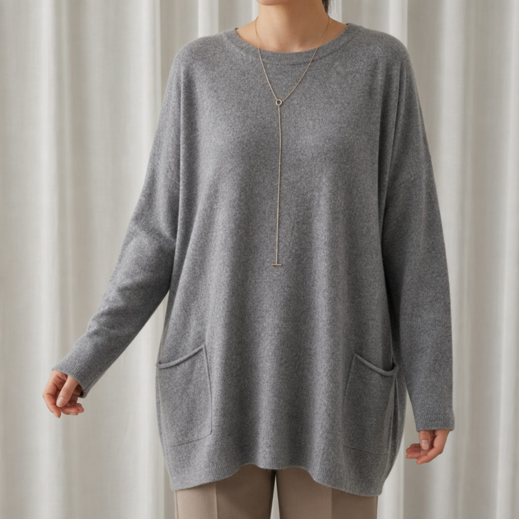 Monsaraz Relaxed Pocket Tunic Sweater in Gray