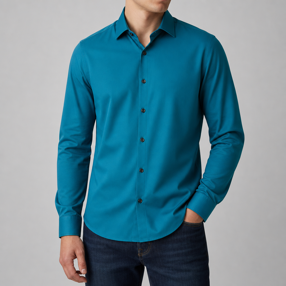 Perugia Slim Fit Dress Shirt in Turquoise