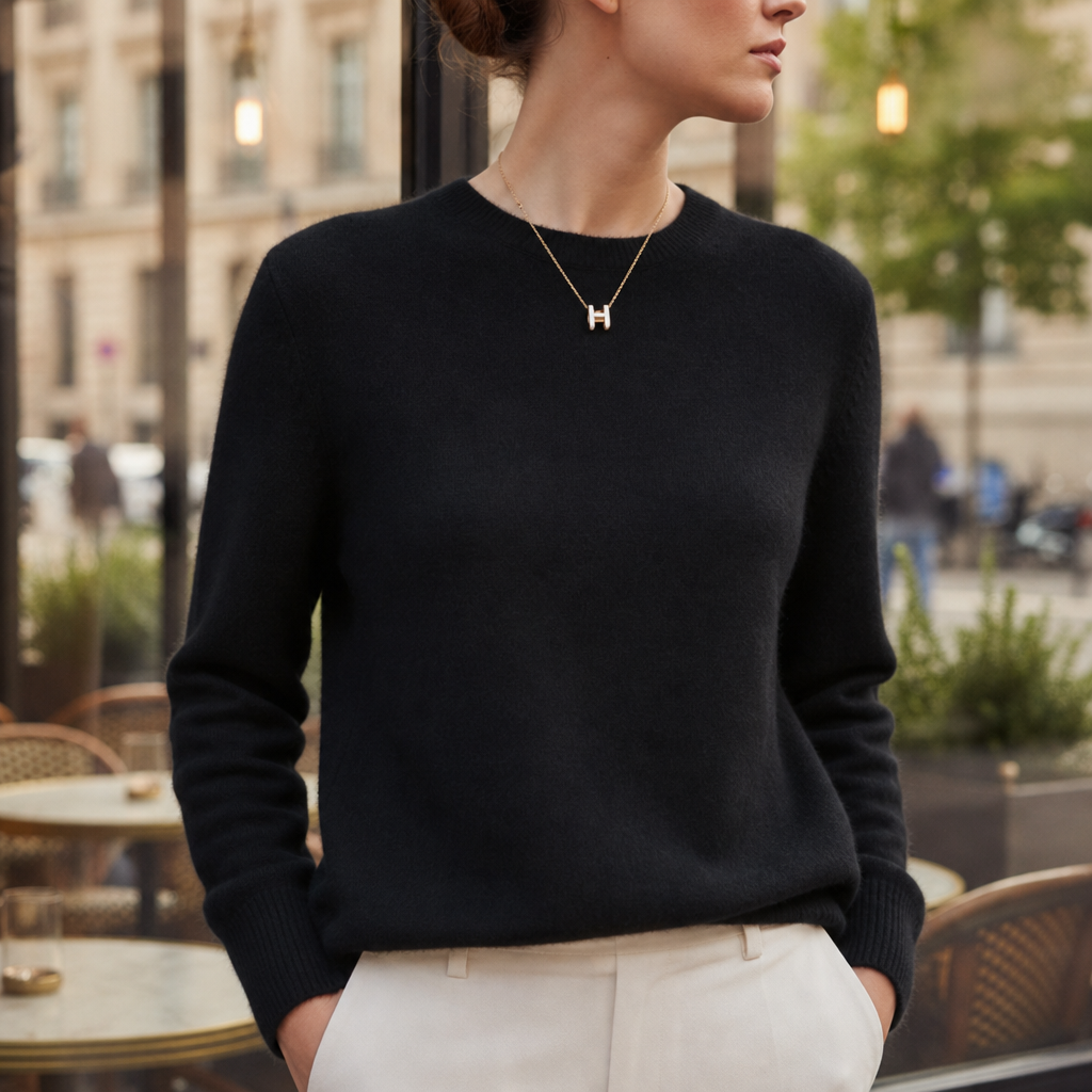 Roquebrune Soft Knit Crewneck Sweater in Black