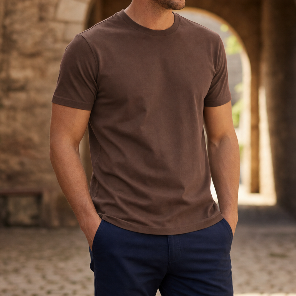 Como Classic Crewneck Tee in Coffee