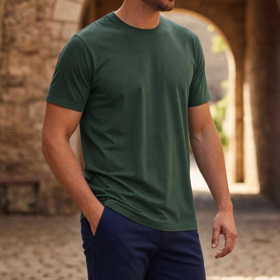 Como Classic Crewneck Tee in Emerald Green