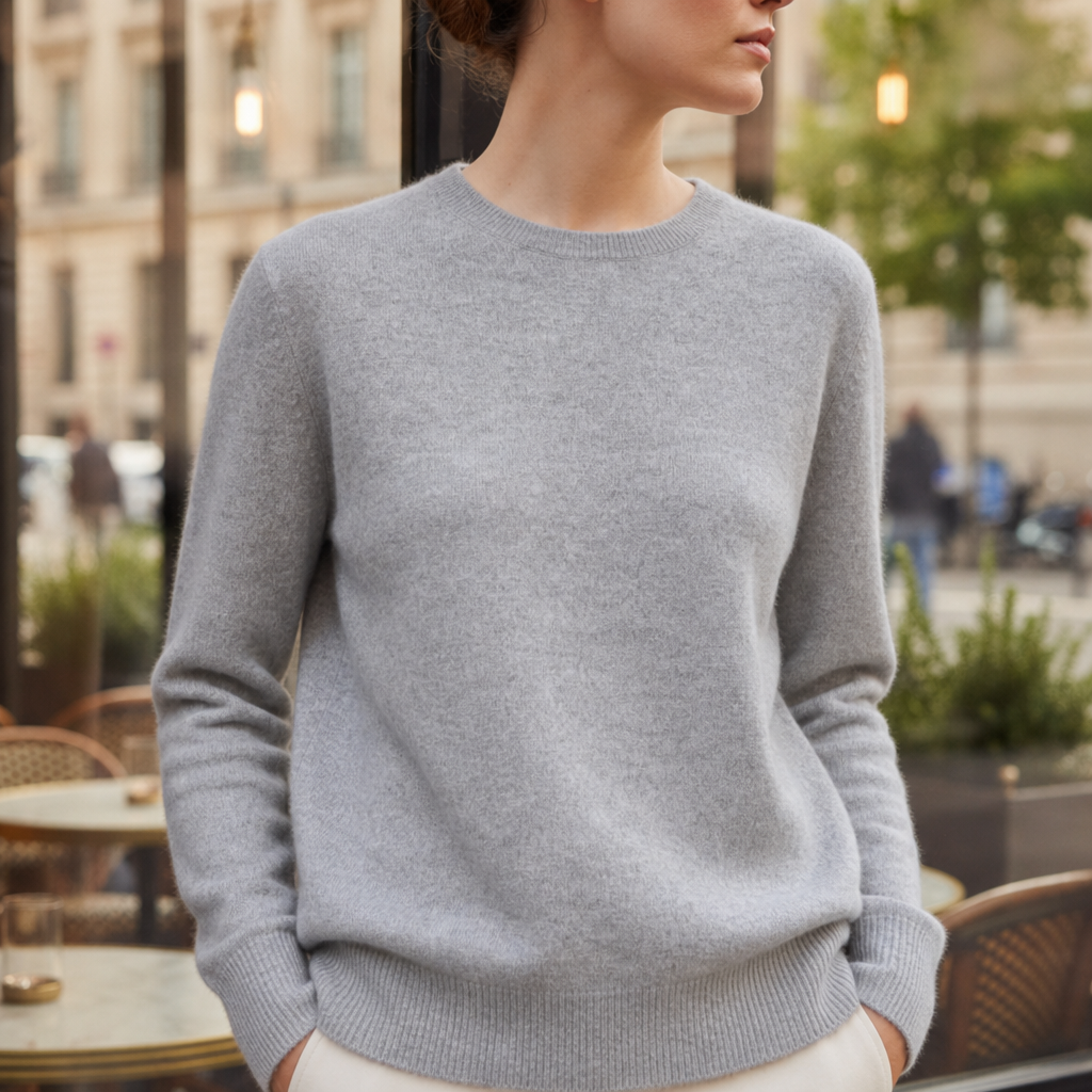 Roquebrune Soft Knit Crewneck Sweater in Gray