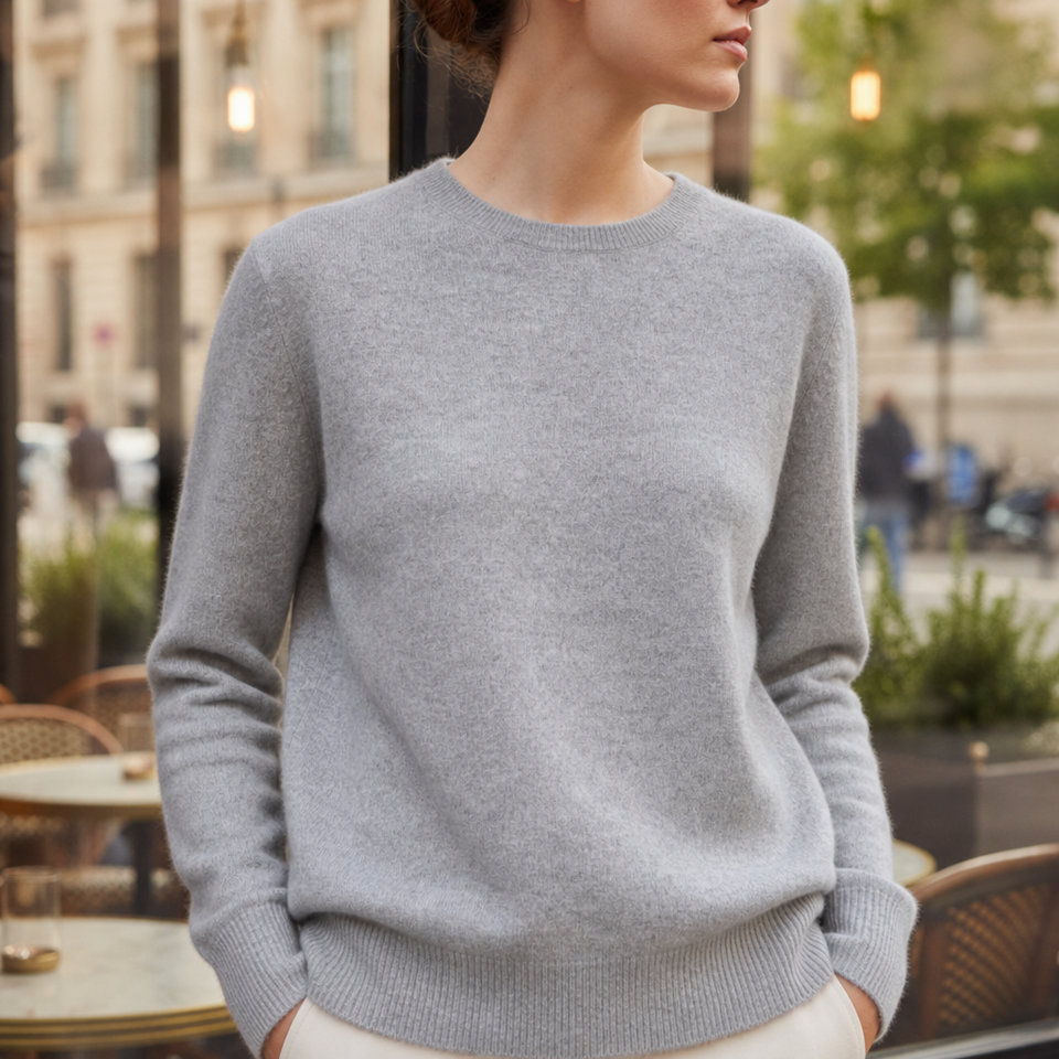 Roquebrune Soft Knit Crewneck Sweater in Gray