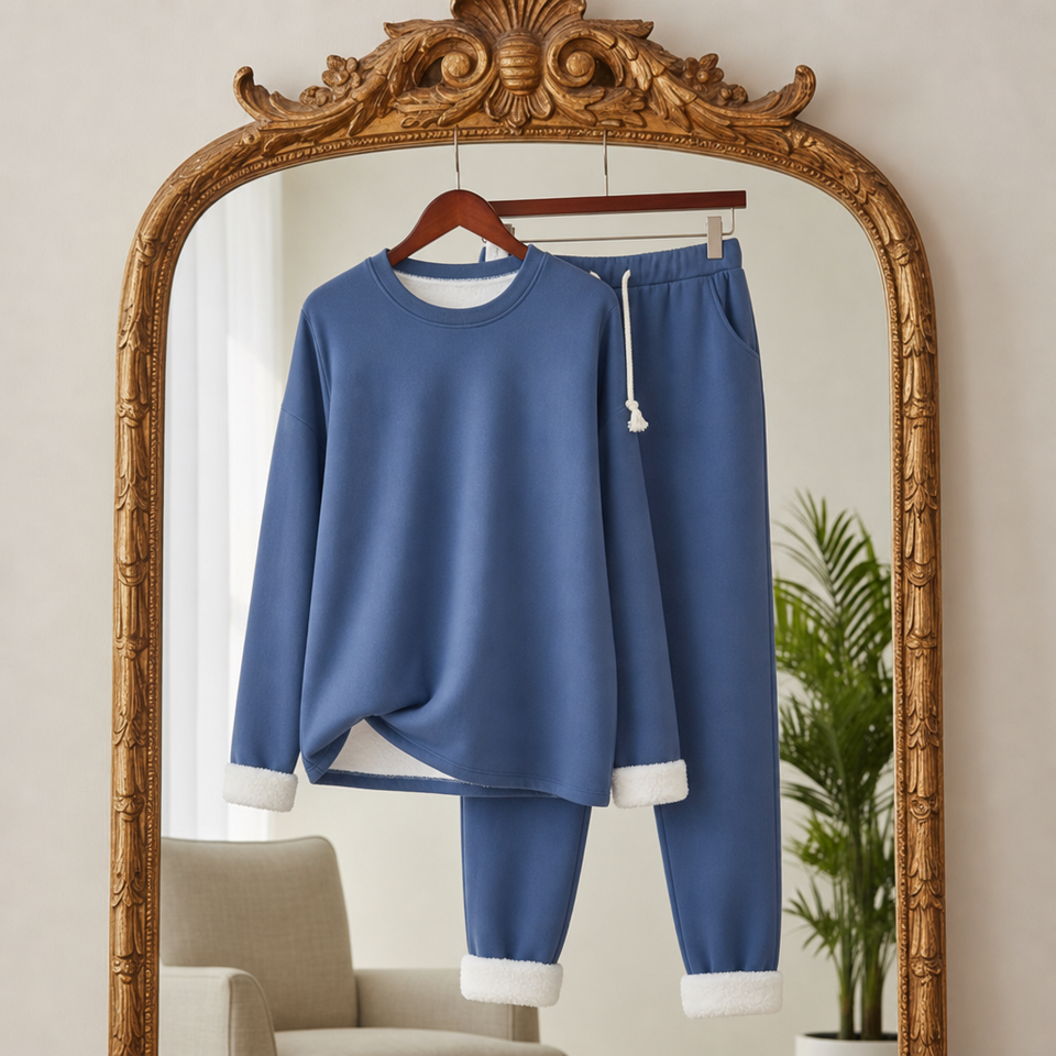 Altea Fleece Lined Sweatsuit Set in Navy Blue