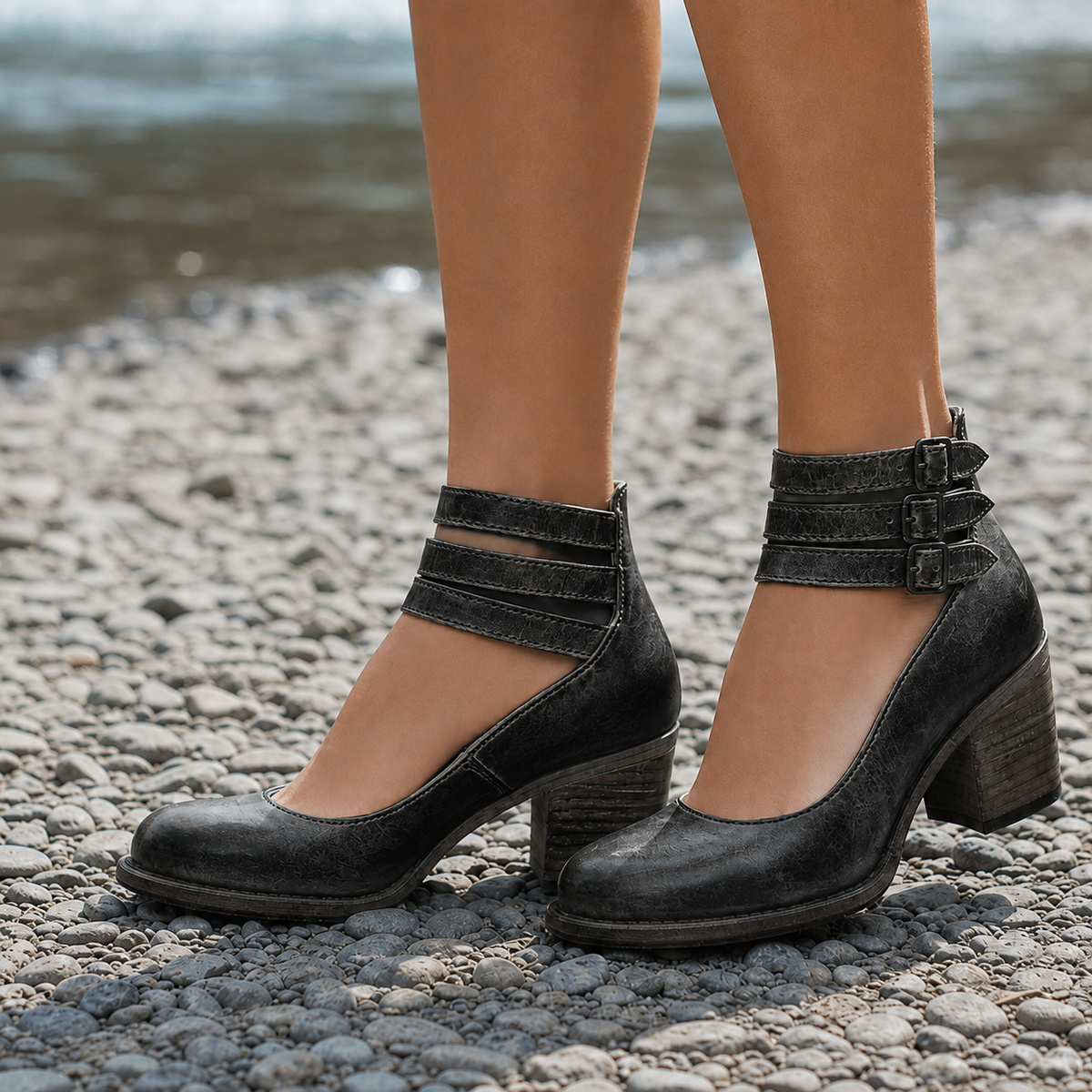 Monsanto Double Buckle Block Heels