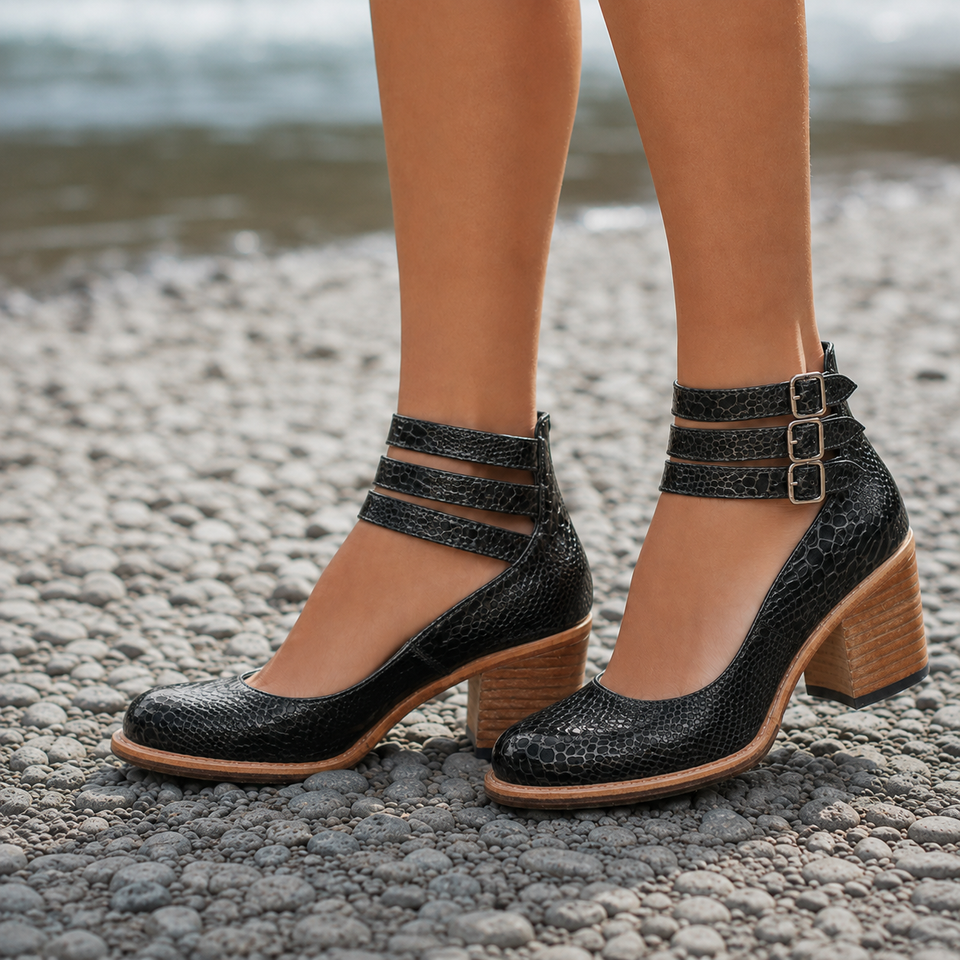 Monsanto Double Buckle Block Heels