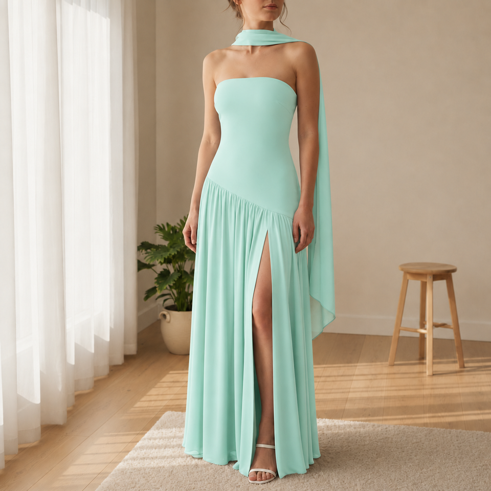 Formentor Strapless Slit Maxi Dress