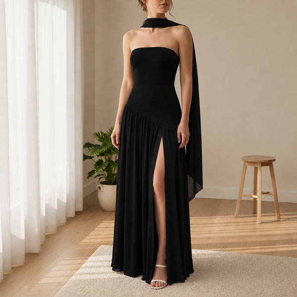 Formentor Strapless Slit Maxi Dress