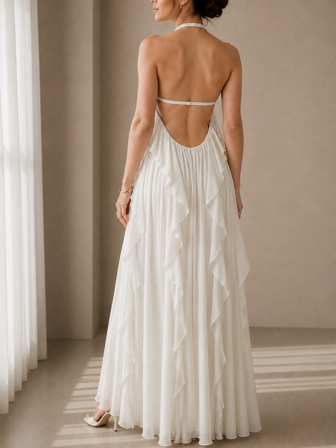 Mantova Chiffon Ruffle Maxi Dress