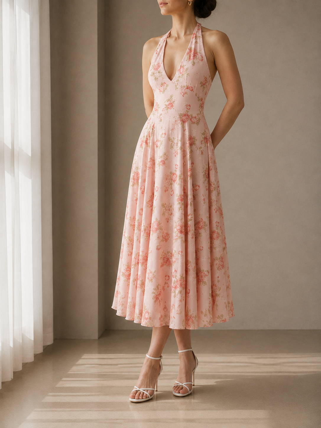 Spoleto Floral Halter Midi Dress
