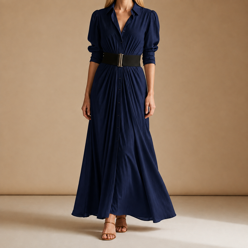 Pollensa Belted Maxi Shirt Dress