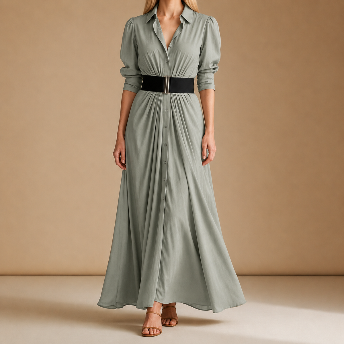 Pollensa Belted Maxi Shirt Dress