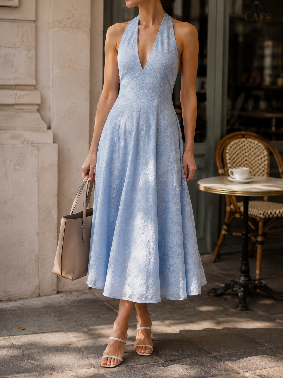 Montepulciano Jacquard Halter Midi Dress