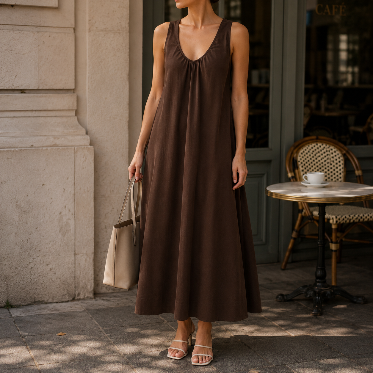 Anzio Smocked A-Line Maxi Dress