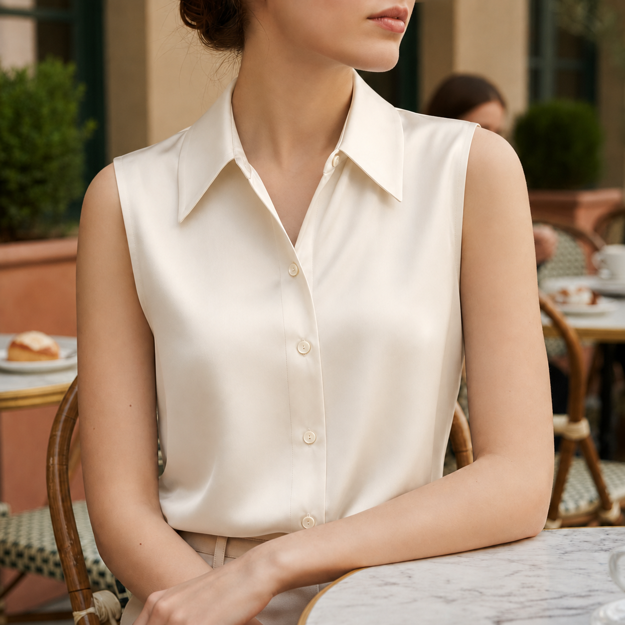 Imperia Satin Sleeveless Blouse