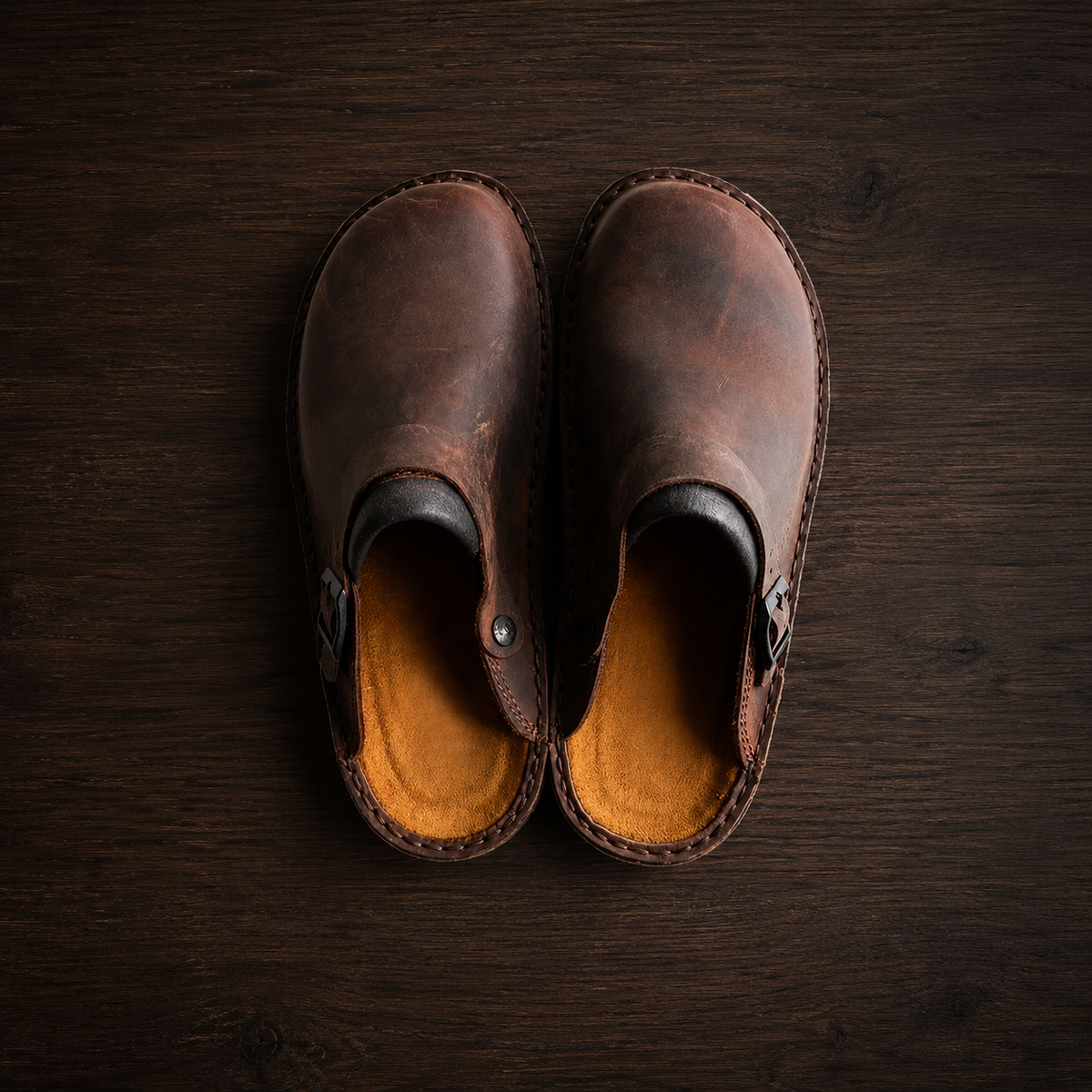 Kea Leather Buckle Clogs