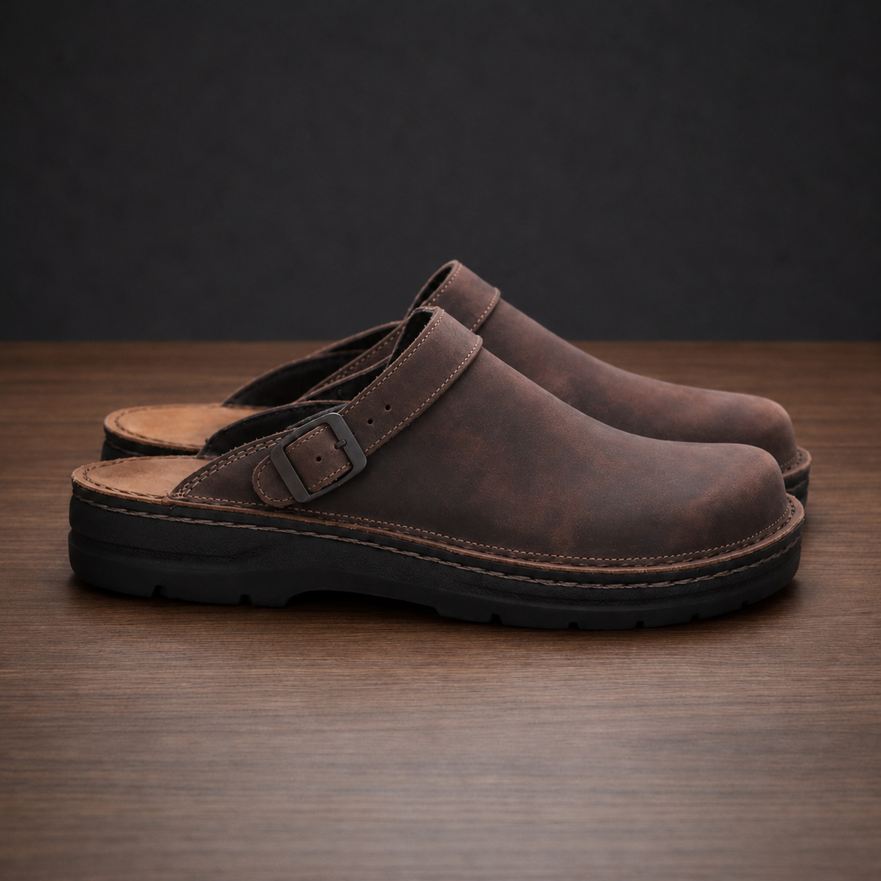 Cortona Leather Buckle Clogs