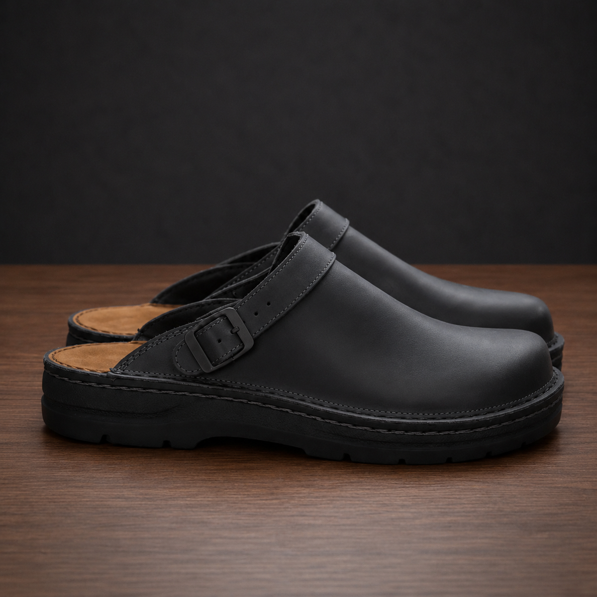Cortona Leather Buckle Clogs