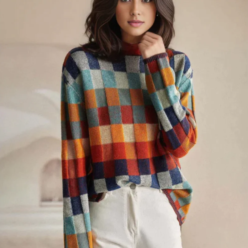 Saluzzo Patchwork Turtleneck Sweater